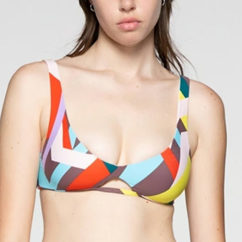 Kikirio Swim Theorem Bralette Bikini Top Multi Color Geometric